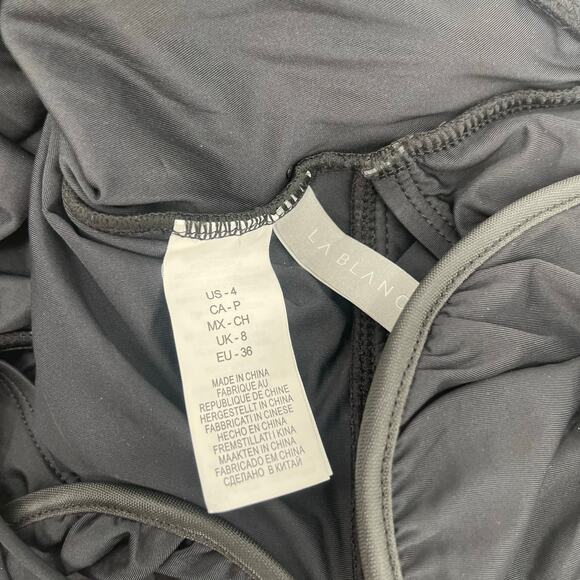 La Blanca Swimsuit SZ 4 Island Goddess Ruched Black One Piece Wired Padding NWT - Picture 8 of 16